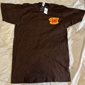 Tultex Brown Staff T-Shirt with Yellow and Red Logo